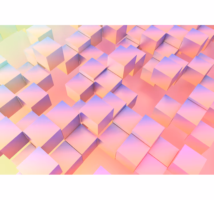 Fotomural 3D Degradado de color rosa cubo - TenVinilo