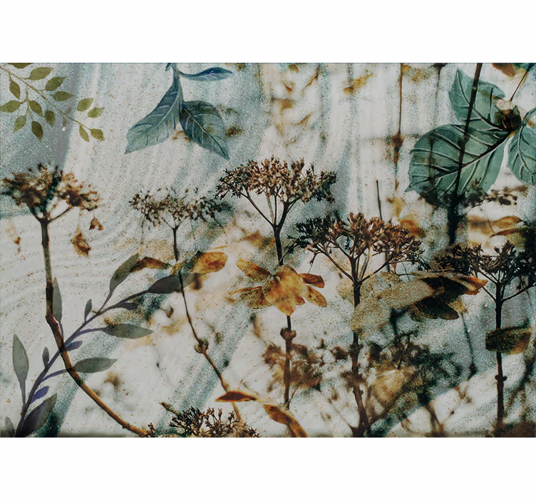 Mural de flores arreglo de hojas florales - TenVinilo