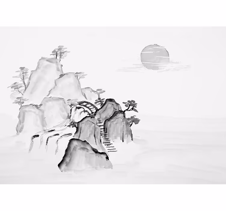 Mural zen paisaje de montaña - TenVinilo