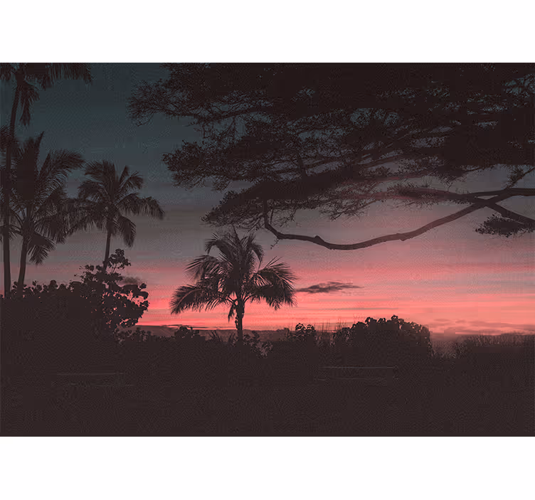 Mural de paisajes silueta de atardecer tropical - TenVinilo
