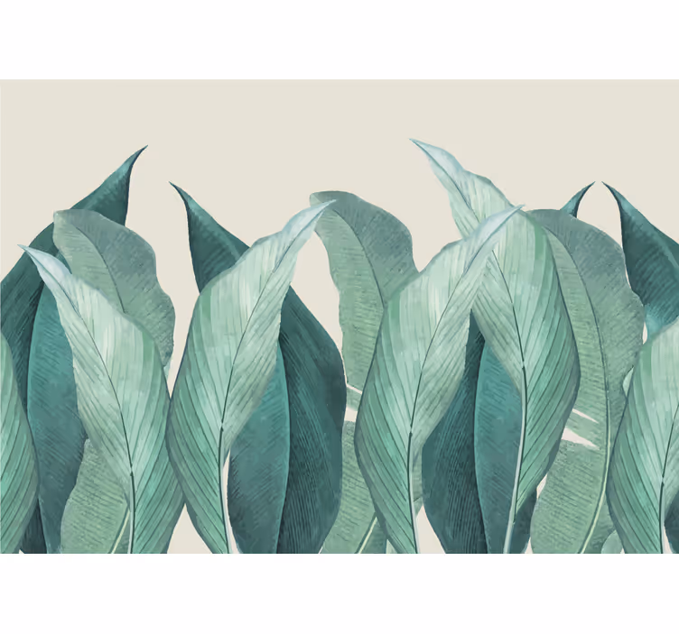 Mural para salón Hojas de palmera vertical verde - TenVinilo