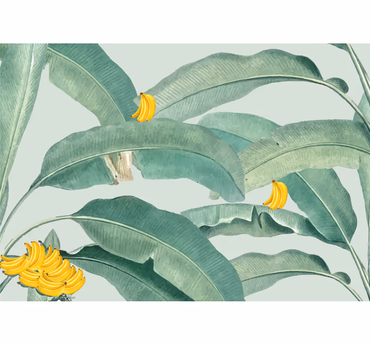Mural para salón árboles de plátano con hojas - TenVinilo