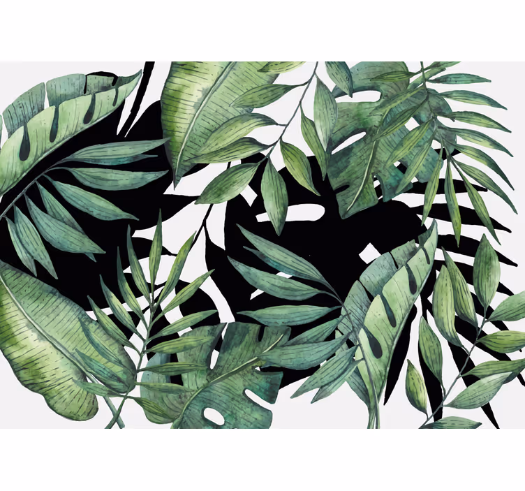 Mural de naturaleza patrón de hojas tropicales - TenVinilo
