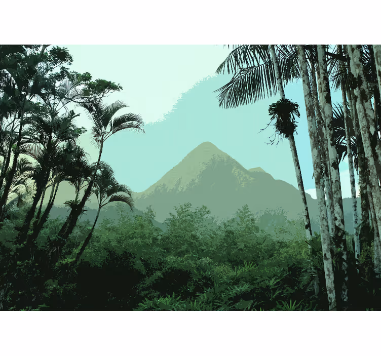 Mural de bosque vista de la jungla montañosa - TenVinilo
