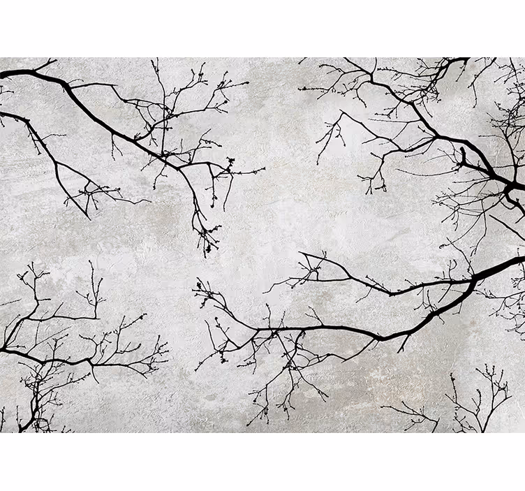 Mural de naturaleza diseño de silueta de rama - TenVinilo