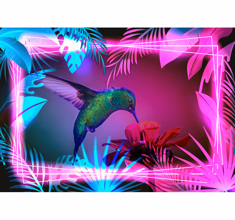 Fotomural animale Kolibri birds neon - TenVinilo