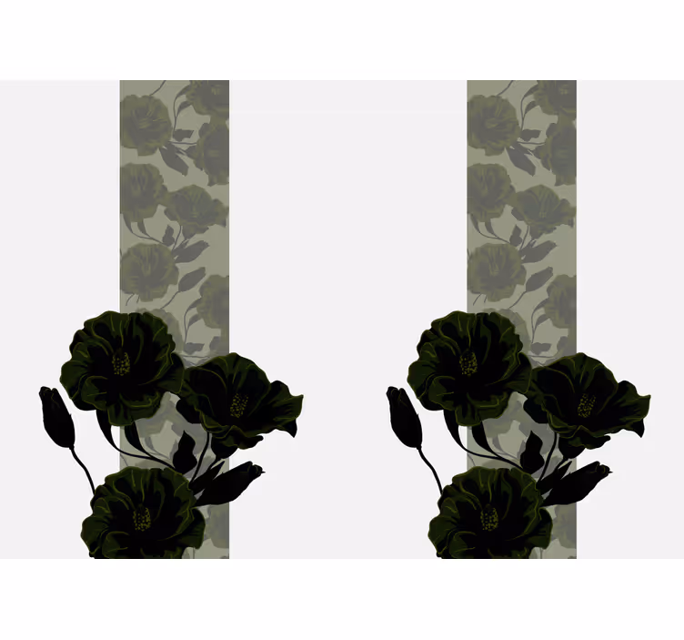 Mural de flores flores negras elegantes - TenVinilo