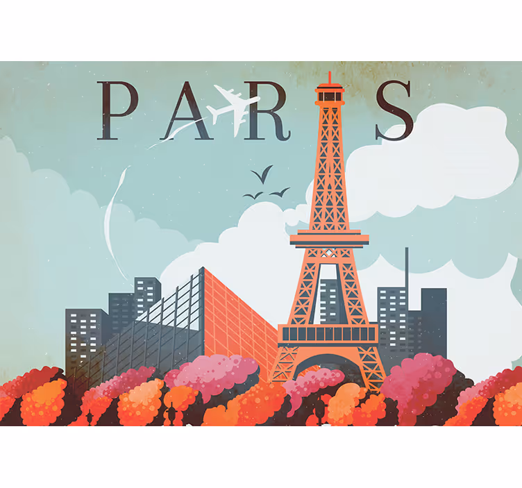 Mural de parís paisaje de la torre eiffel - TenVinilo