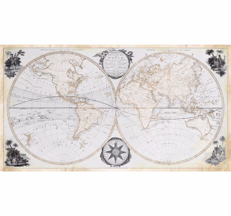 Fotomural para oficina mapa del mundo vintage de acuarela - TenVinilo