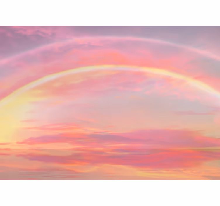 Fotomural infantiles cielo rosa con arcoiris - TenVinilo