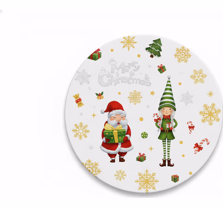 Portavasos navideño santa con elfo - TenVinilo