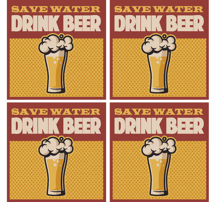 Posavasos de cerveza frase ahorra agua - TenVinilo