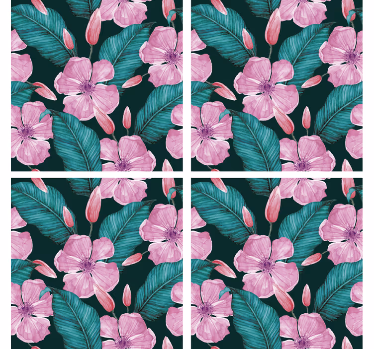 Posavasos vintage de flores y hojas - TenVinilo