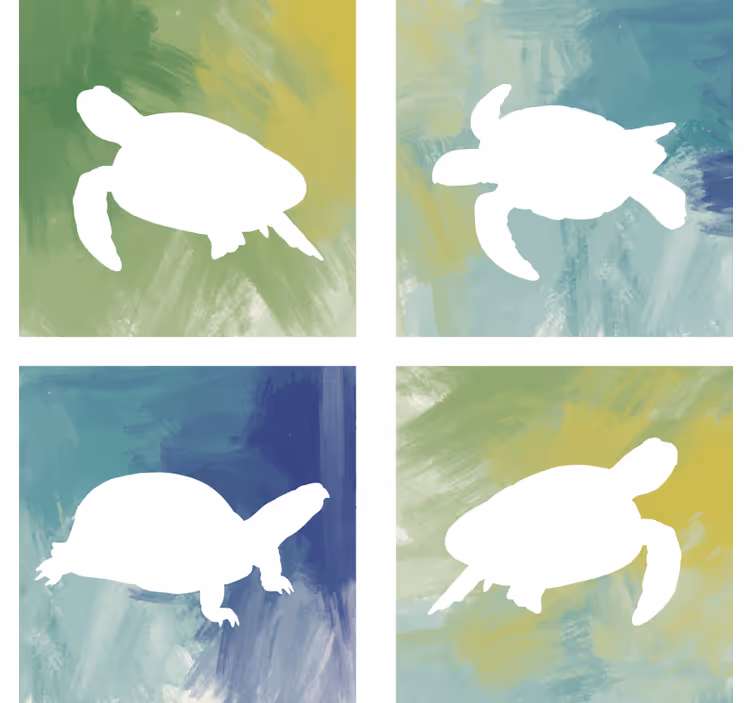 Portavasos frikis siluetas de tortugas coloridas - TenVinilo