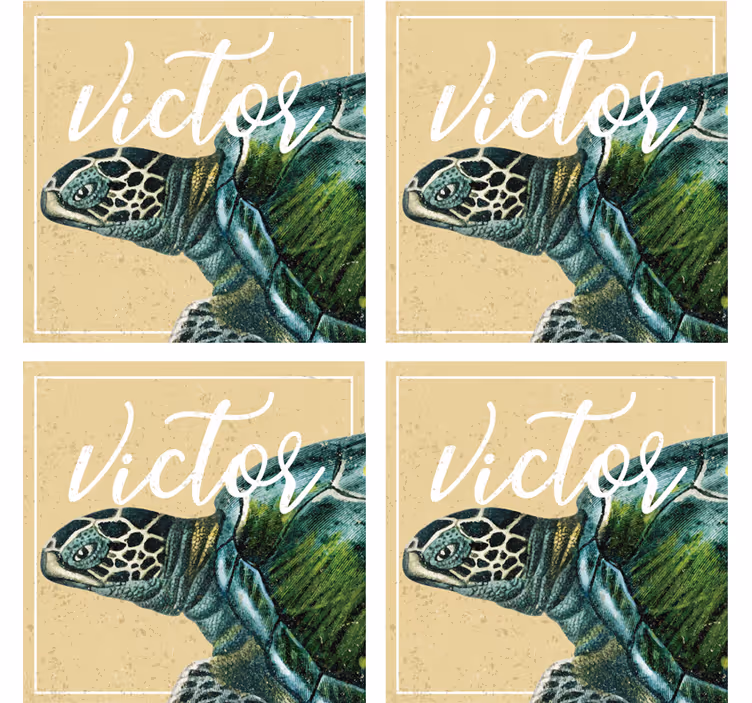 Posavasos con nombre tortuga marina personalizada - TenVinilo