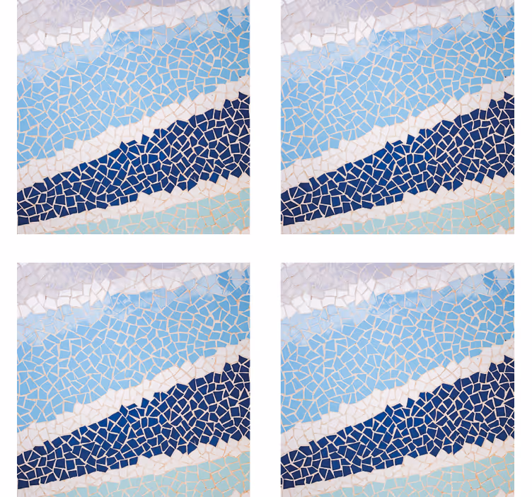 Posavasos azulejo mosaico tonos azules - TenVinilo