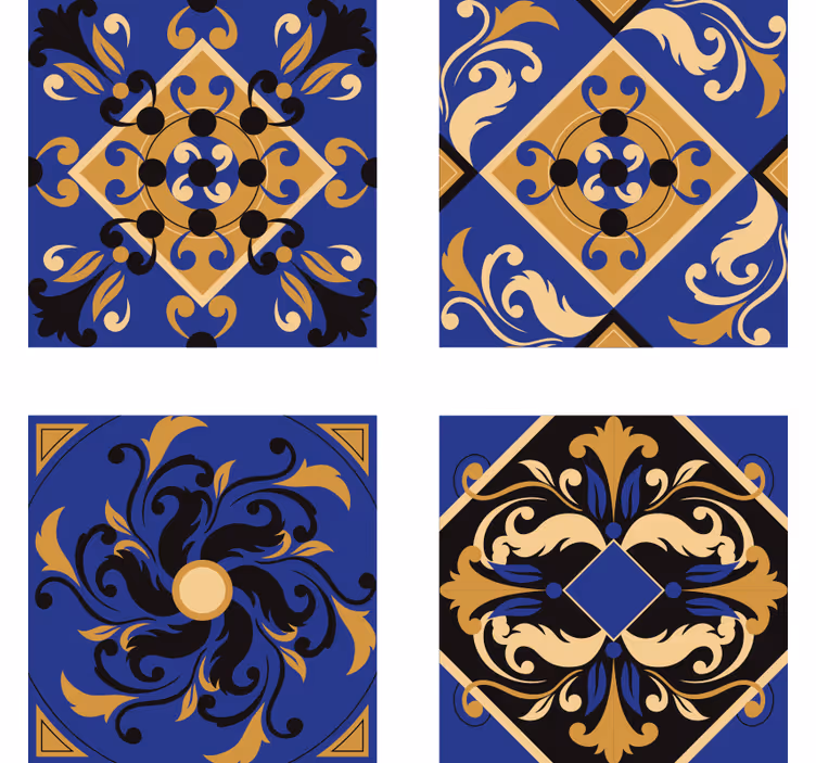 Posavasos azulejo azules ornamentales - TenVinilo