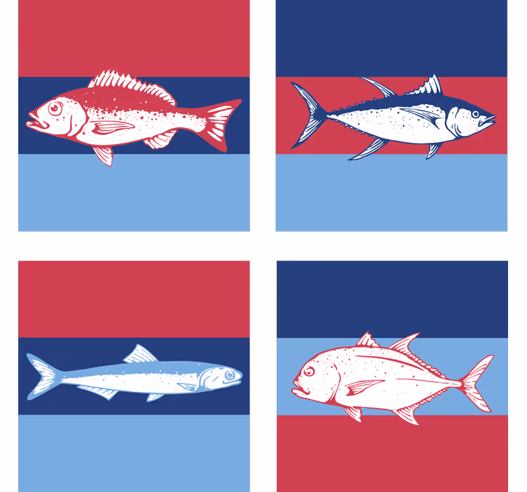Portavasos ilustraciones de peces estilizados - TenVinilo