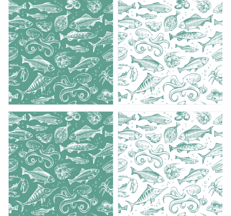 Posavasos textura peces dibujados a mano - TenVinilo