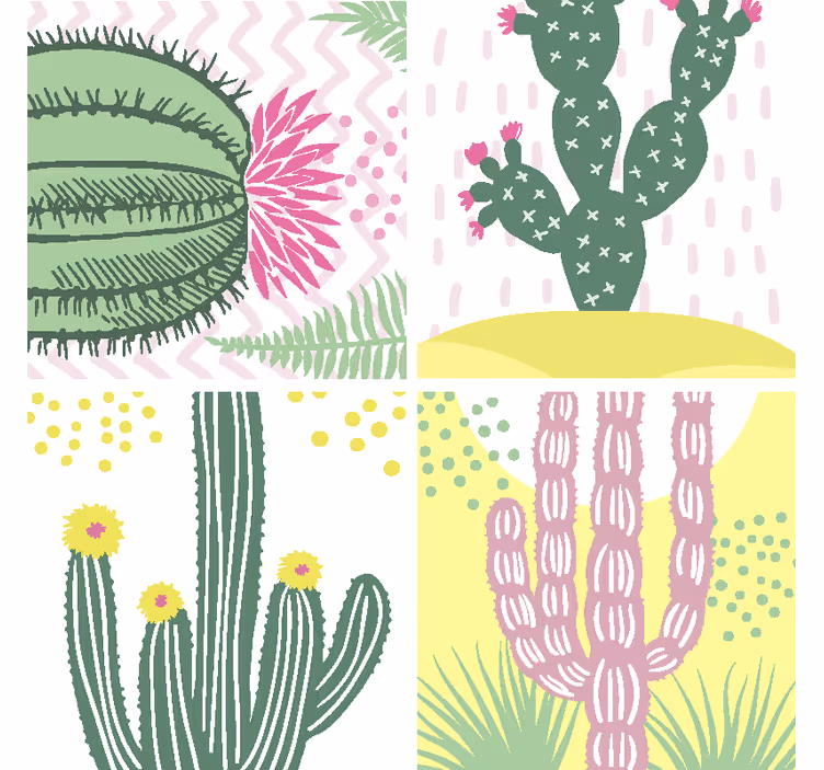 Portavasos frikis con diseño de cactus vibrante - TenVinilo