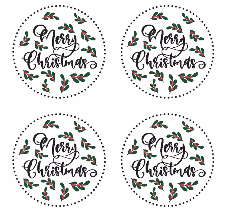 Portavasos navideño diseño de muérdago feliz navidad - TenVinilo