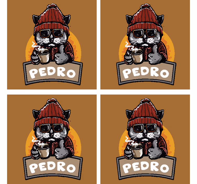 Posavasos vintage gato retro con nombre - TenVinilo