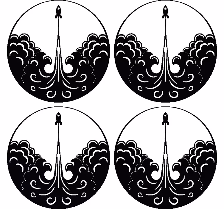 Posavasos vintage cohete retro blanco y negro - TenVinilo