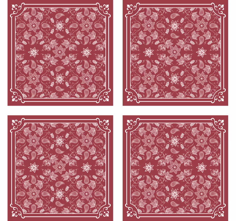 Posavasos paisley patrón floral rojo - TenVinilo