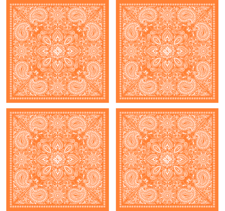 Posavasos de azulejos hidráulicos estilo paisley - TenVinilo