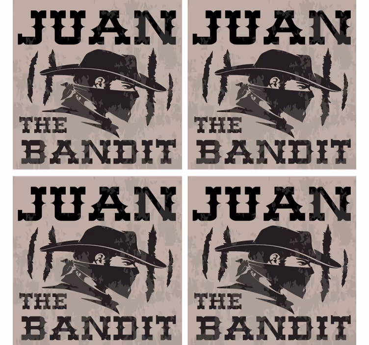 Posavasos gris cowboy bandido con nombre  - TenVinilo