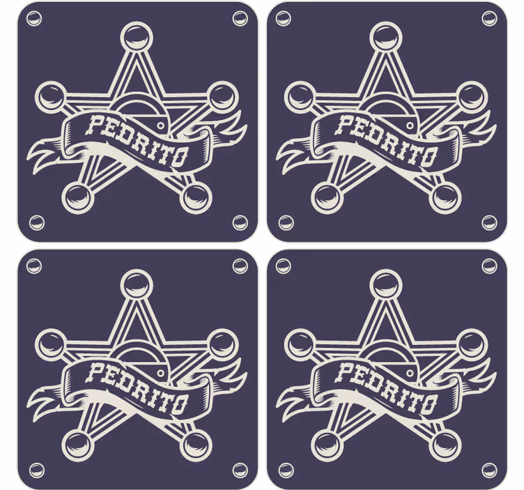Posavasos  negro estrella sheriff con nombre - TenVinilo