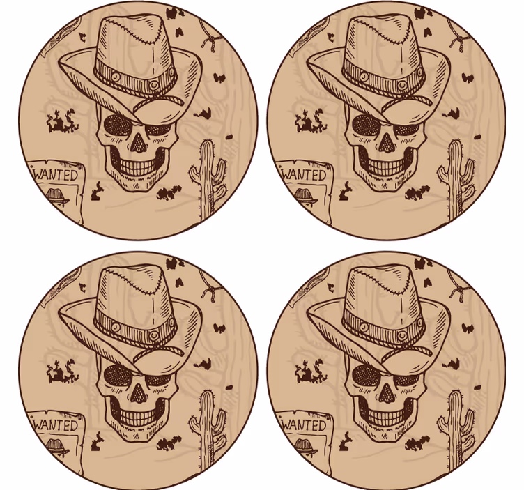 Posavasos cowboy calavera con sombero - TenVinilo
