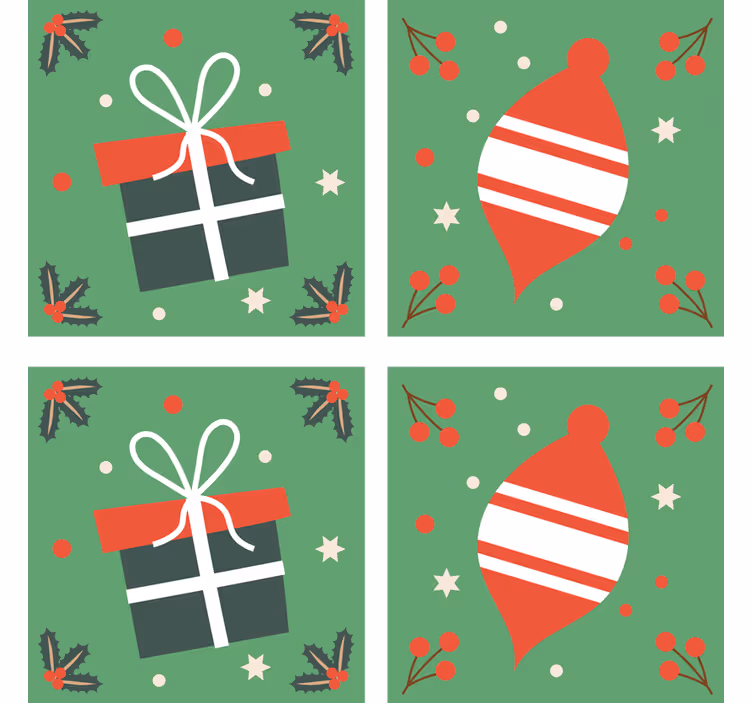 Posavasos navideño verde patrón dulces  - TenVinilo
