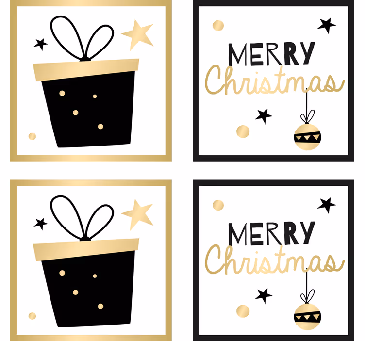 Posavasos navideños patrón caja regalo elegante - TenVinilo