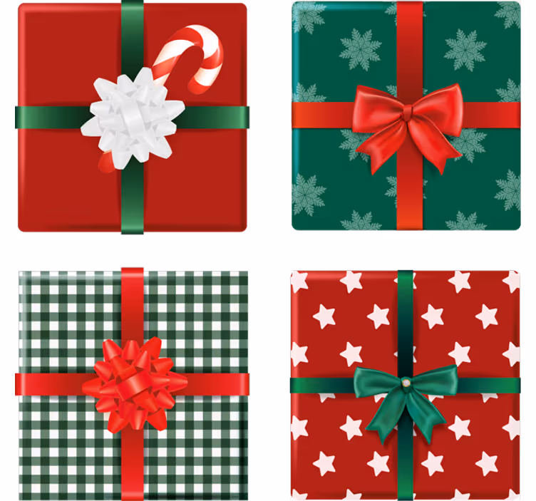 Posavasos navideños cajas regalos con dulces - TenVinilo