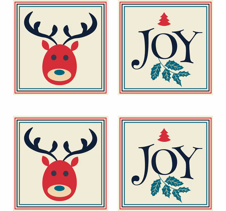 Posavasos navideños de alegría con renos - TenVinilo