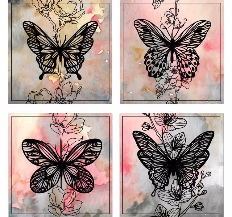 Portavasos moderno motivo de mariposa elegante - TenVinilo