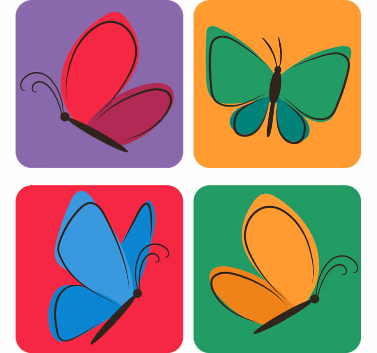 Portavasos frikis con motivos de mariposas coloridas - TenVinilo