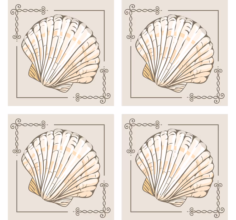 Portavasos vintage con motivo de conchas elegante - TenVinilo