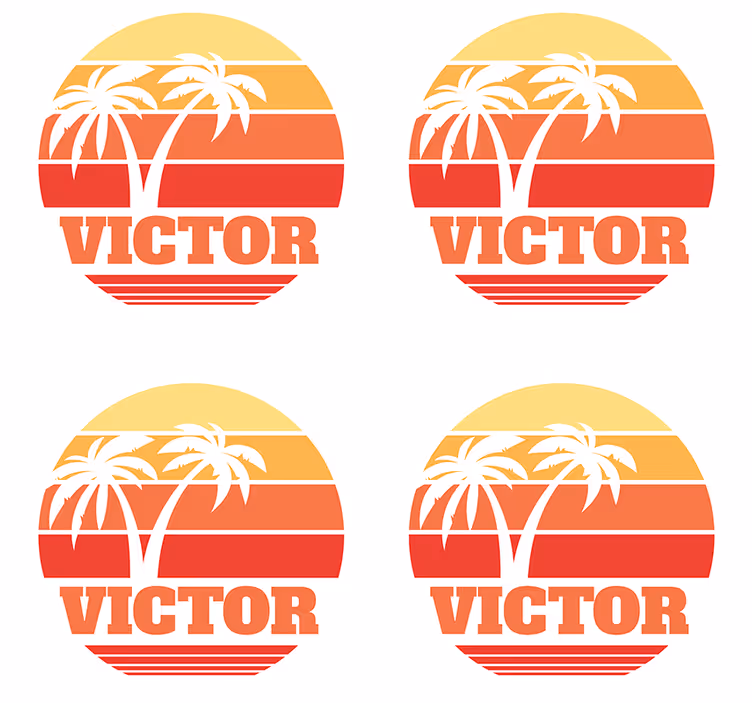 Posavasos vintage atardecer retro con nombre - TenVinilo