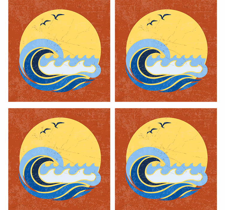 Portavasos frikis diseño olas del atardecer - TenVinilo