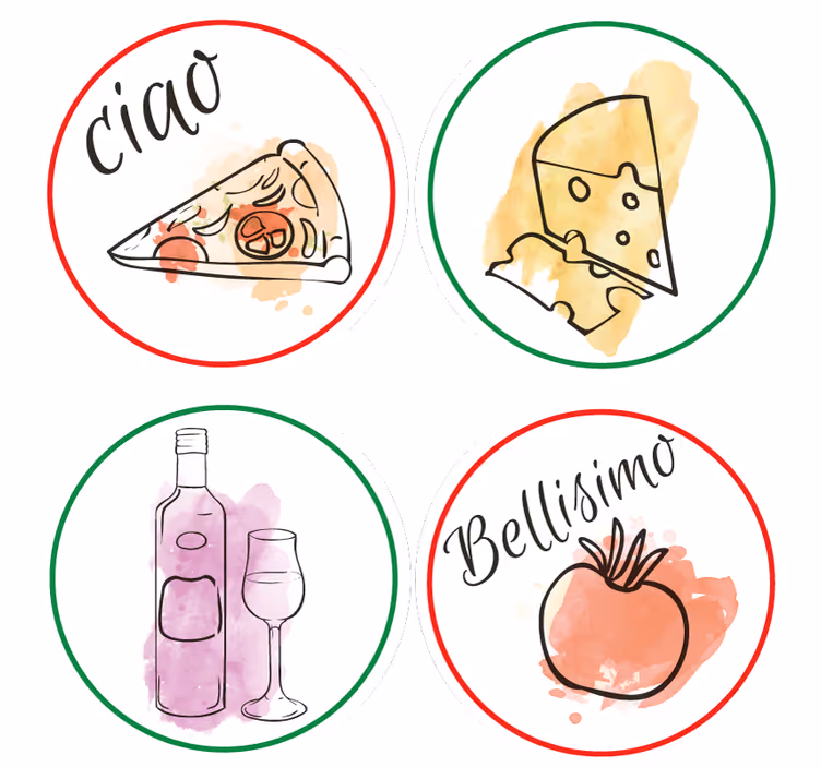 Posavasos con foto Comida y bebidas italianas - TenVinilo