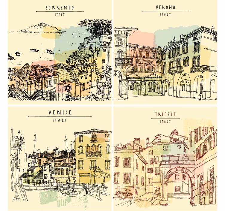 Portavasos con frases paisajes de ciudades italianas - TenVinilo
