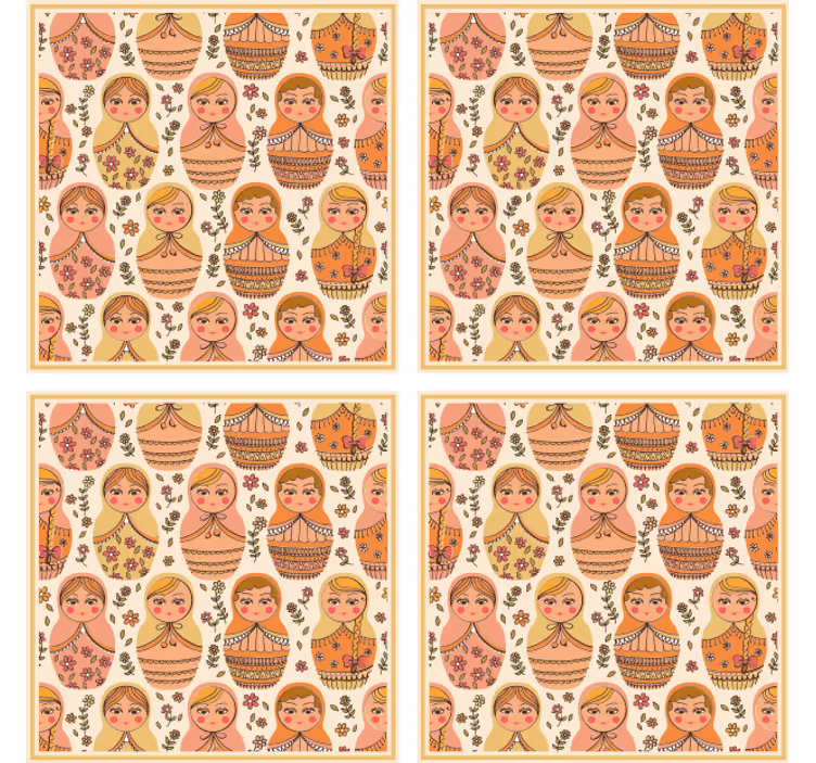 Portavasos frikis patrón de muñecas matryoshka coloridas - TenVinilo