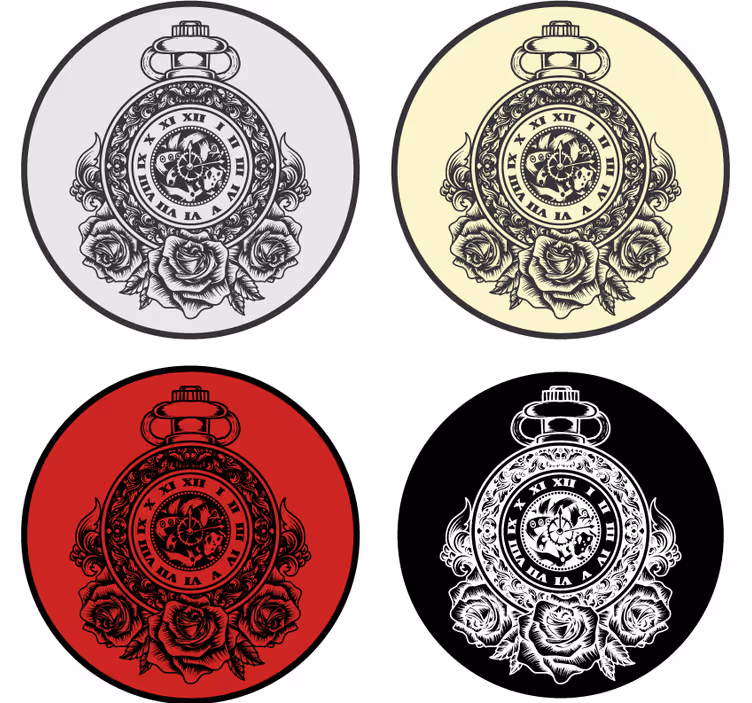 Portavasos vintage reloj de bolsillo con rosas - TenVinilo