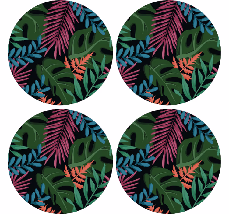 Portavasos motivos de hojas tropicales - TenVinilo