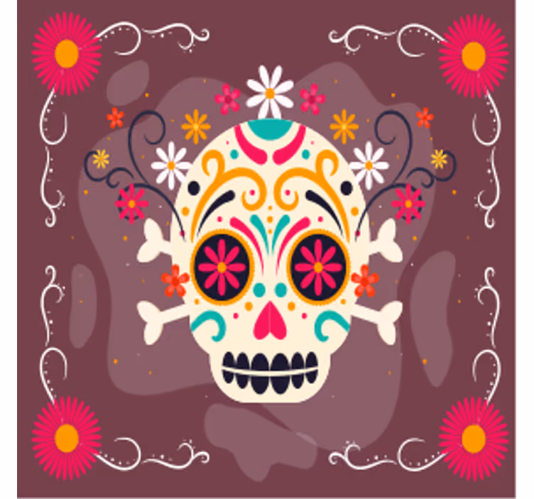 Portavasos halloween motivo de calaveras coloridas - TenVinilo