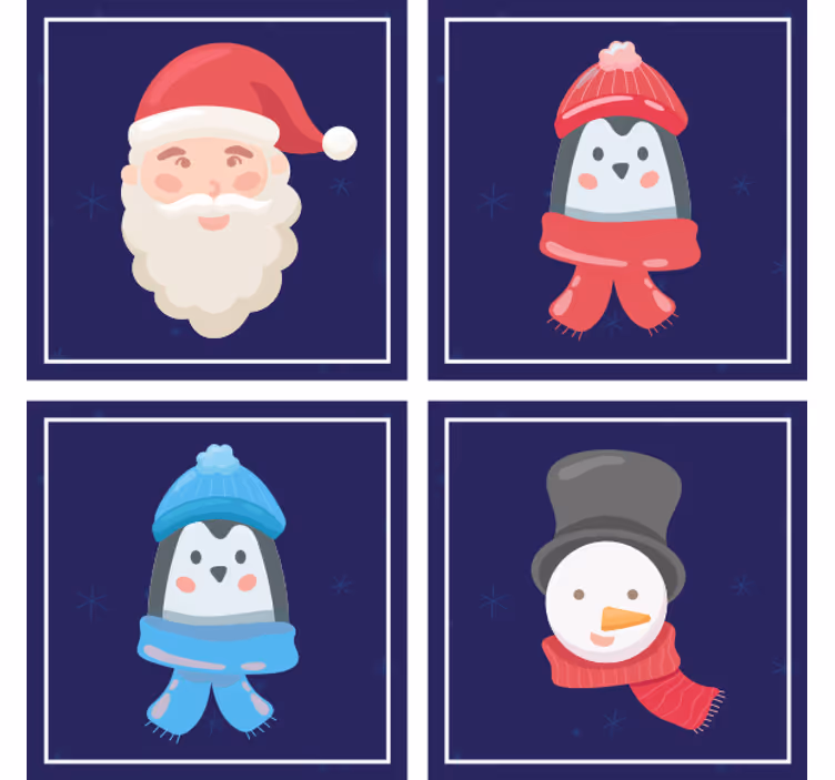 Portavasos navideño caras de santa y muñecos de nieve - TenVinilo