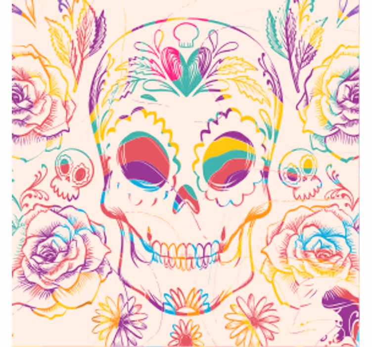 Posavasos de halloween de calavera colorida - TenVinilo