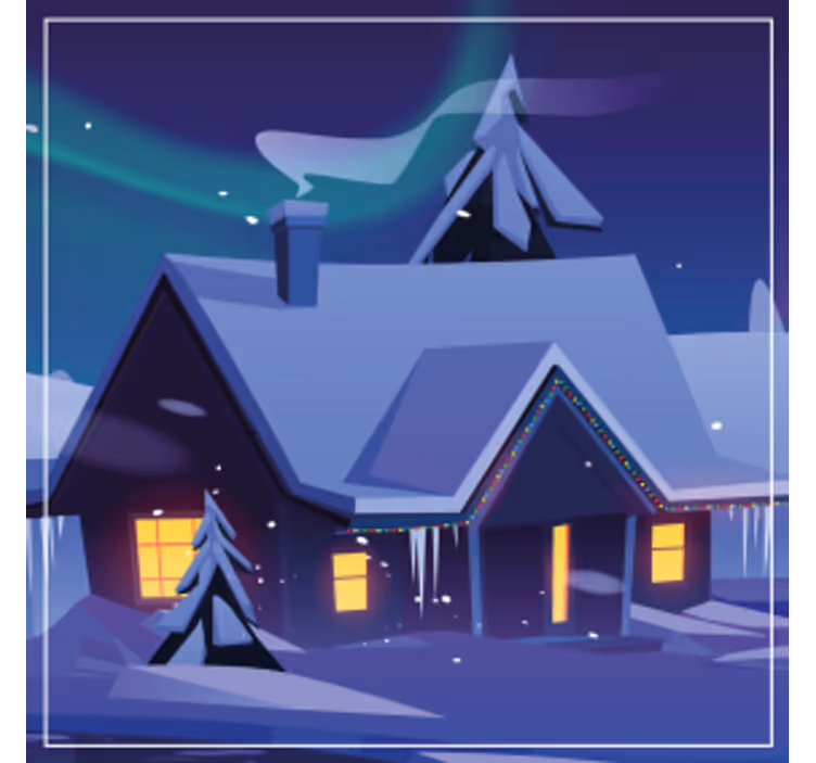 Portavasos navideño cabaña nevosa con luces - TenVinilo